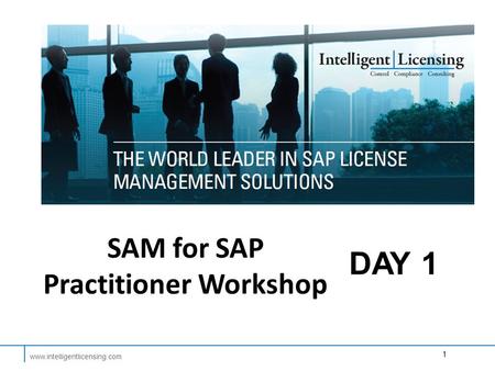Www.intelligentlicensing.com 1 SAM for SAP Practitioner Workshop DAY 1.