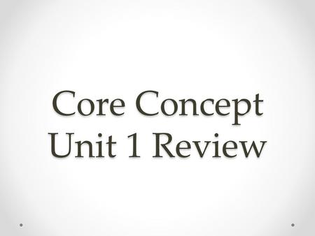 Core Concept Unit 1 Review
