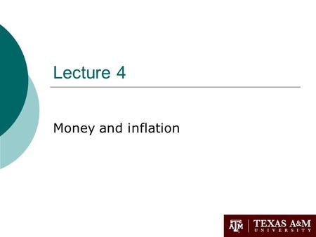Lecture 4 Money and inflation. Example: Zimbabwe hyperinflation.