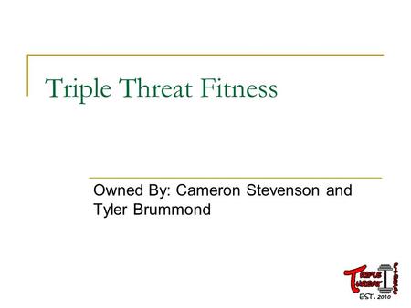 Triple Threat Fitness Owned By: Cameron Stevenson and Tyler Brummond.