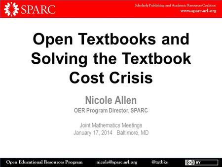 Scholarly Publishing and Academic Resources Coalition  Open Educational Resources Open Textbooks.