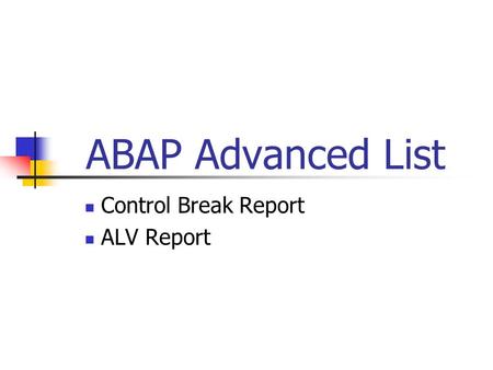 Control Break Report ALV Report