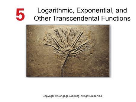 Logarithmic, Exponential, and Other Transcendental Functions Copyright © Cengage Learning. All rights reserved.