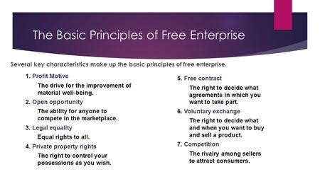 The Basic Principles of Free Enterprise