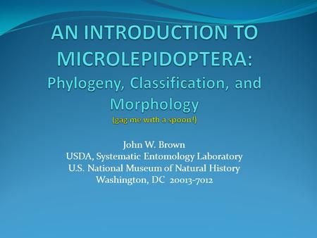 AN INTRODUCTION TO MICROLEPIDOPTERA: Phylogeny, Classification, and Morphology (gag me with a spoon!) John W. Brown USDA, Systematic Entomology Laboratory.