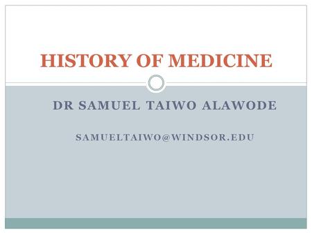 Dr Samuel taiwo alawode