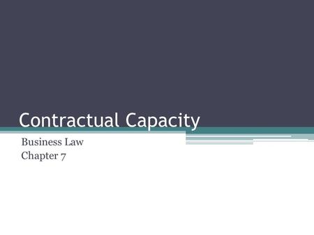 Contractual Capacity Business Law Chapter 7. Opening Scene Alena Jake Arkadi Mr. Barenbalatt Narrator.