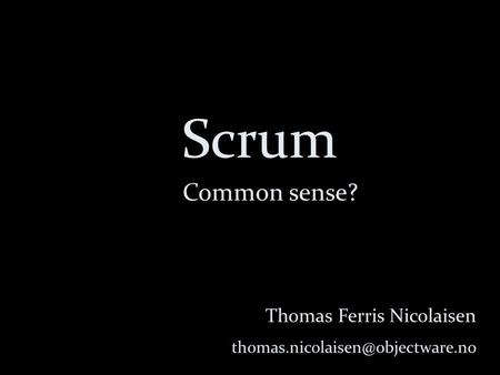 Scrum Thomas Ferris Nicolaisen Common sense?