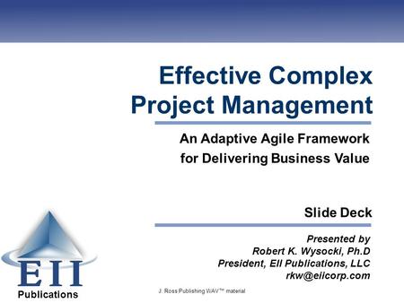 Effective Complex Project Management
