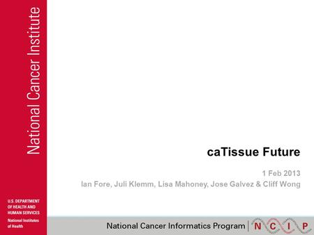 CaTissue Future 1 Feb 2013 Ian Fore, Juli Klemm, Lisa Mahoney, Jose Galvez & Cliff Wong.