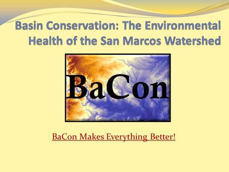 BaCon Makes Everything Better!. Ekaterina Troudonochina Julian Montejano Mark Hiler Veronica Gentile Team Manager Webmaster, GIS Analyst GIS Analyst Pwpt.