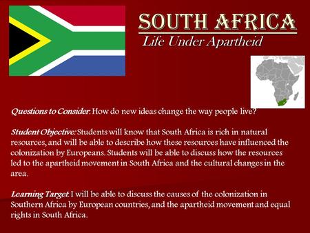 South Africa Life Under Apartheid