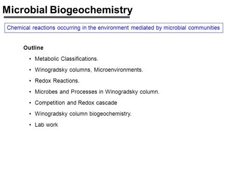 Microbial Biogeochemistry