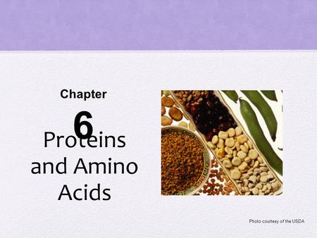 Proteins and Amino Acids Chapter 6 Photo courtesy of the USDA.