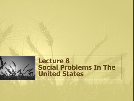 Lecture 8 Social Problems In The United States
