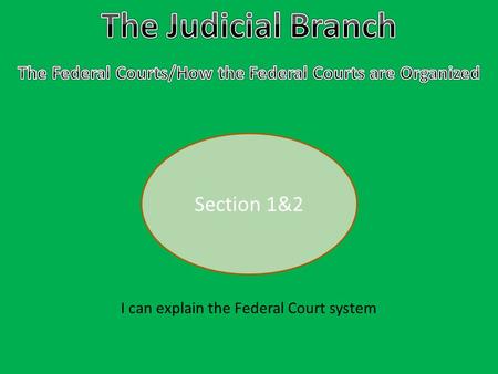 Section 1&2 I can explain the Federal Court system.