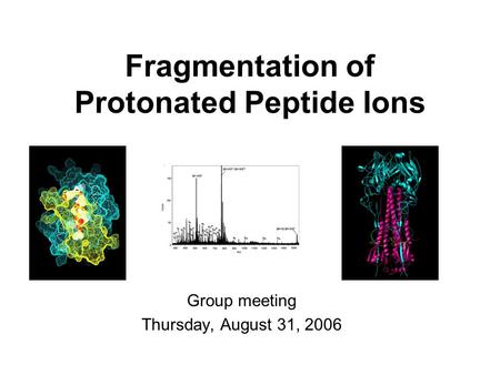 Fragmentation of Protonated Peptide Ions Group meeting Thursday, August 31, 2006.