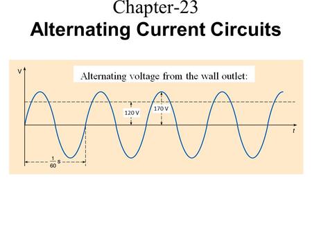Chapter-23 Alternating Current Circuits. Alternating Signal The rms amplitude is the DC voltage which will deliver the same average power as the AC signal.