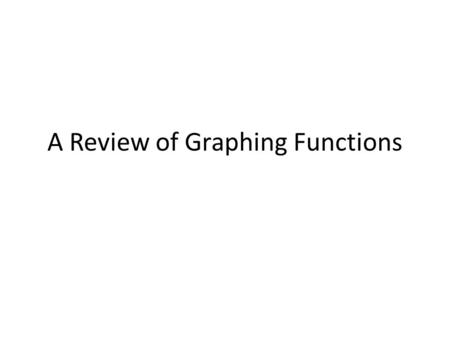 A Review of Graphing Functions. Cartesian Plane (2,5) (-4,3) (-7,-7) (1,-3)
