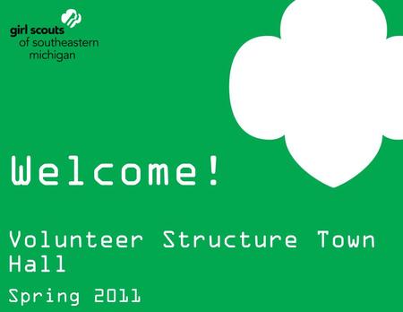 Welcome! Volunteer Structure Town Hall Spring 2011.