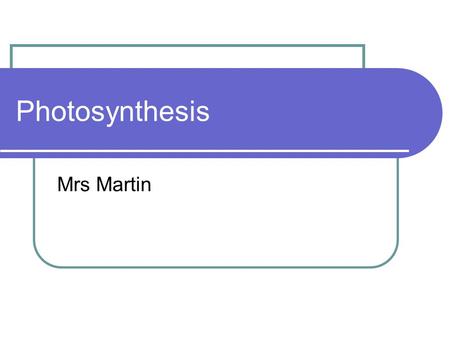Photosynthesis Mrs Martin.