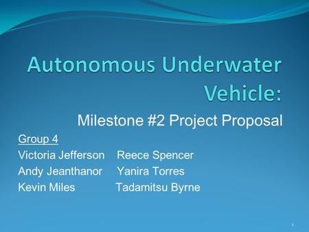 Milestone #2 Project Proposal Group 4 Victoria Jefferson Reece Spencer Andy Jeanthanor Yanira Torres Kevin Miles Tadamitsu Byrne 1.