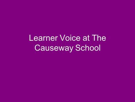 Learner Voice at The Causeway School. How it was before! Each Tutor group voted two students onto the Year Council Heads of Year met and chaired their.