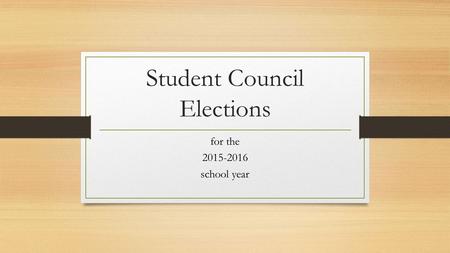 Student Council Elections