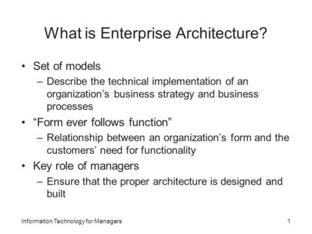 What is Enterprise Architecture?