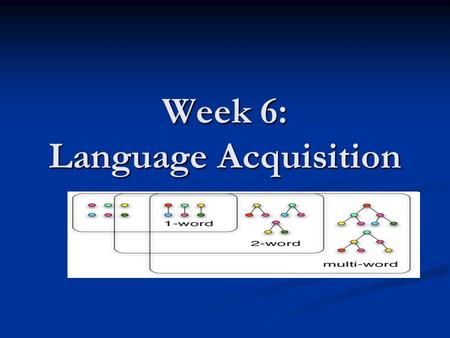 Week 6: Language Acquisition. The object of study Language acquisition is the study of the processes through which humans acquire language. Language acquisition.