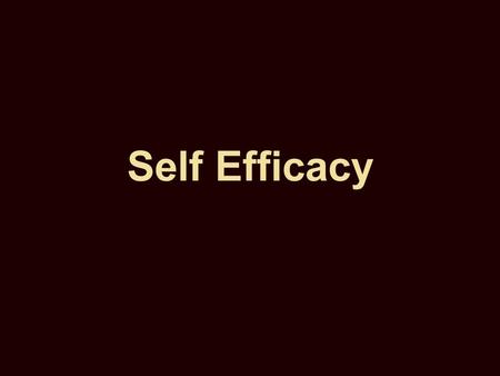 Self Efficacy.