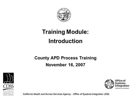 County APD Process Training