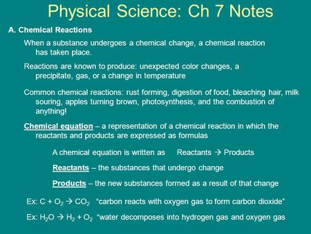Physical Science: Ch 7 Notes