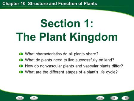 Section 1: The Plant Kingdom
