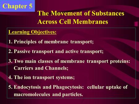The Movement of Substances Across Cell Membranes