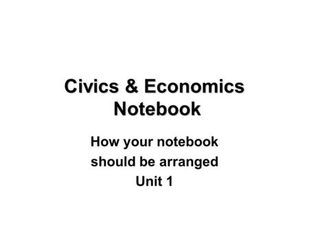 Civics & Economics Notebook
