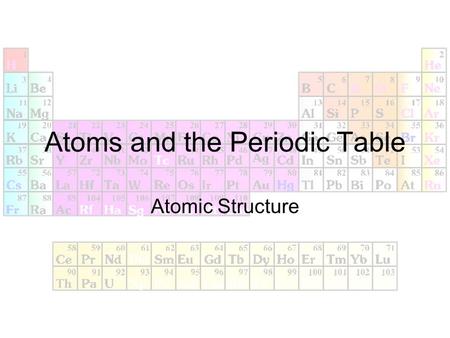 Atoms and the Periodic Table Atomic Structure. What are atoms? Democritus –4 th century B.C.; Greek philosopher Suggested that the universe was made of.