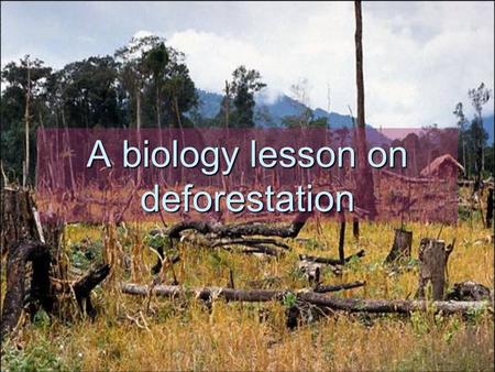 A biology lesson on deforestation. Objectives of the lesson Content objective: Students should be able to define deforestation, identify its causes,