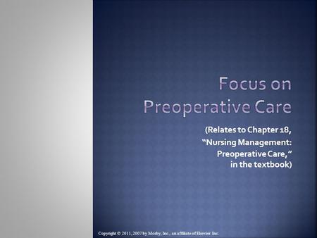 Focus on Preoperative Care
