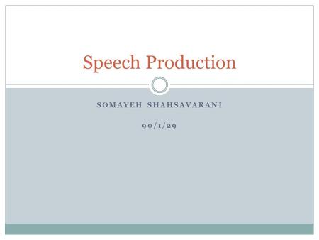 SOMAYEH SHAHSAVARANI 90/1/29 Speech Production. Language SpeechSigningWritingPainting.