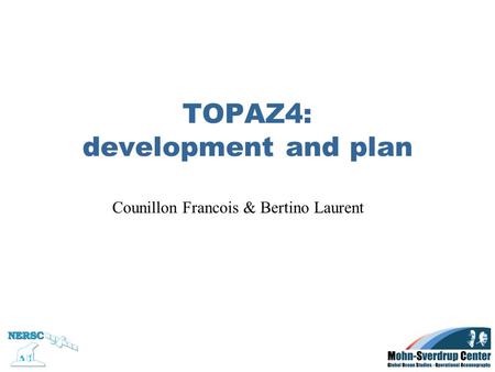 TOPAZ4: development and plan Counillon Francois & Bertino Laurent.