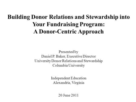 A Donor-Centric Approach