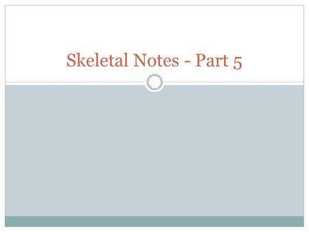 Skeletal Notes - Part 5.