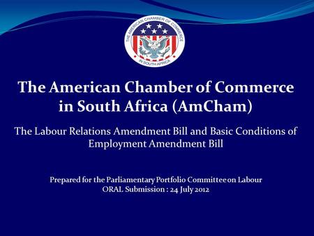 The American Chamber of Commerce in South Africa (AmCham) The Labour Relations Amendment Bill and Basic Conditions of Employment Amendment Bill Prepared.