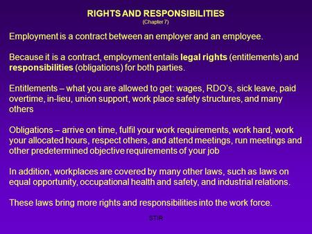 RIGHTS AND RESPONSIBILITIES