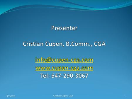 9/13/2015 Cristian Cupen, CGA1. 9/13/2015 Cristian Cupen, CGA2.