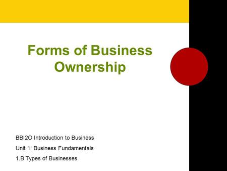 Forms of Business Ownership