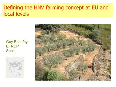 Defining the HNV farming concept at EU and local levels Guy Beaufoy EFNCP Spain.