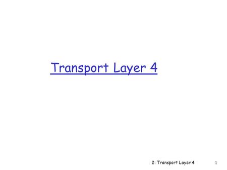 Transport Layer 4 2: Transport Layer 4.