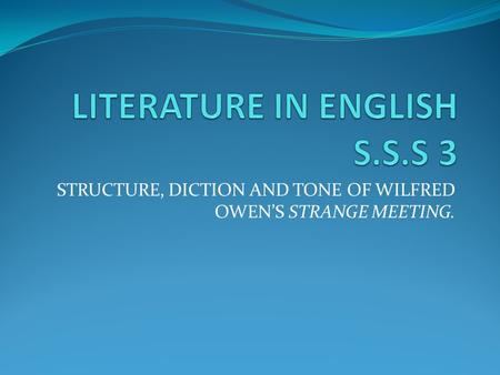 LITERATURE IN ENGLISH S.S.S 3